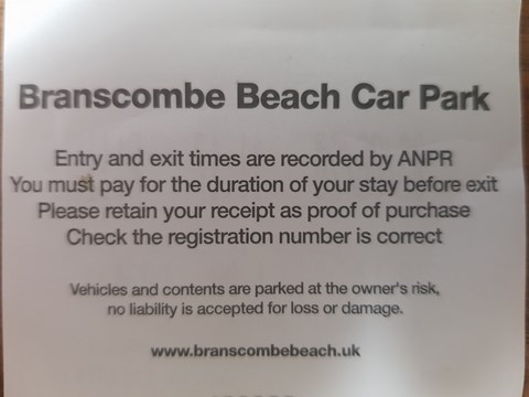 Brascombe Beach Parking Ticket